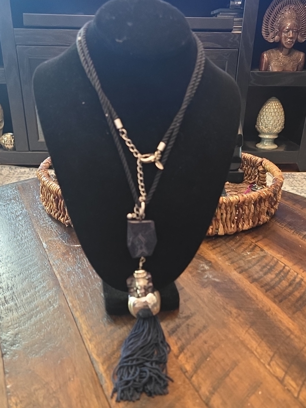 Chico's Navy Rope Tassel Pendant Necklace